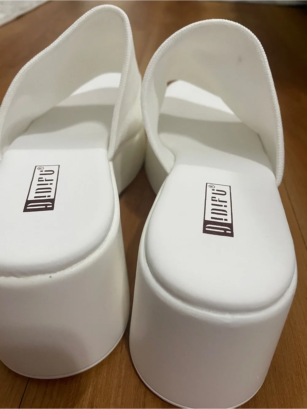 White Platform Slide Wedges for Women